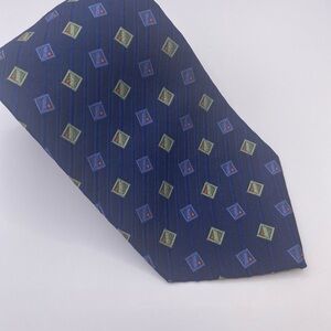 Hickey Freeman Geometric Blue and Green Tie